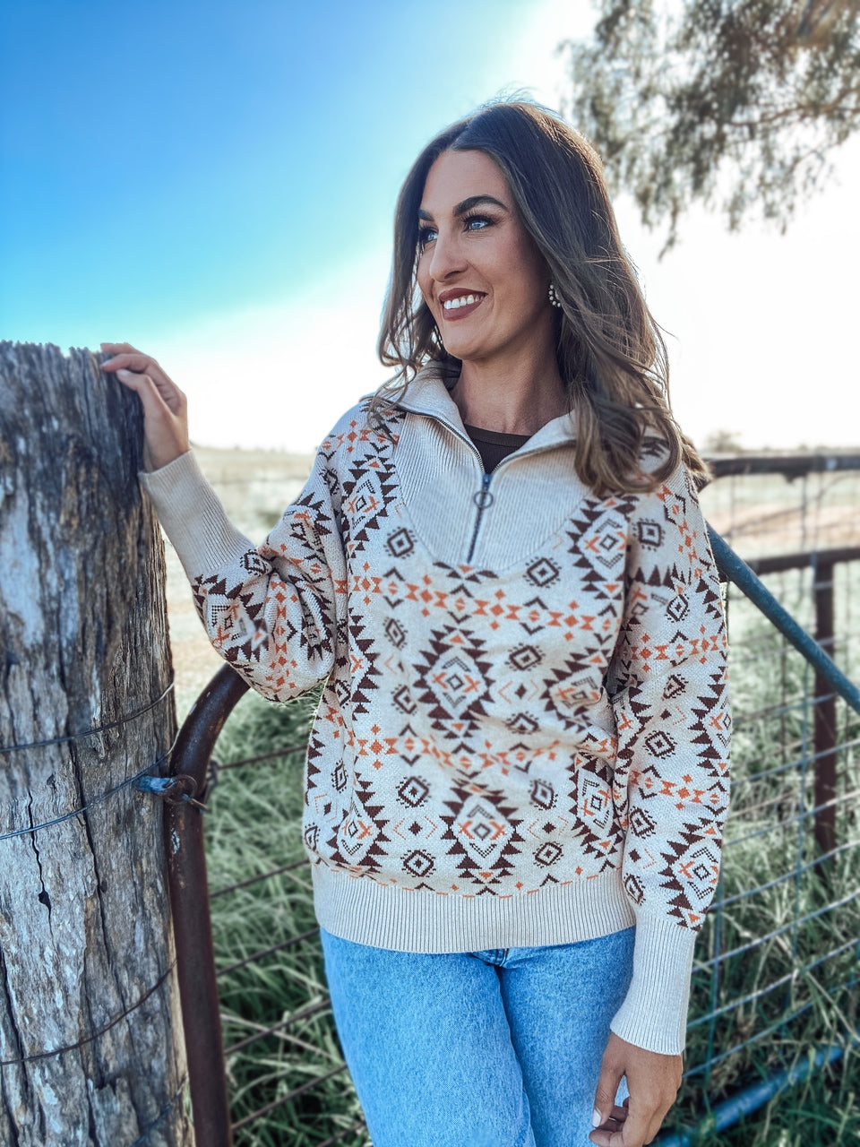 Bronnie Aztec Sweater – Wild Rose Country