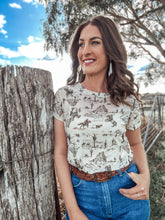 Morgan Vintage Cowboy Print Top