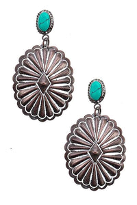 Brass White & Turquoise Concho Stud Earring