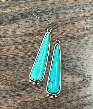 Turquoise Stone Fish Hook Earring