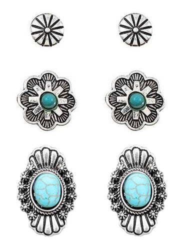 Set 3 Turquoise & Silver Earring