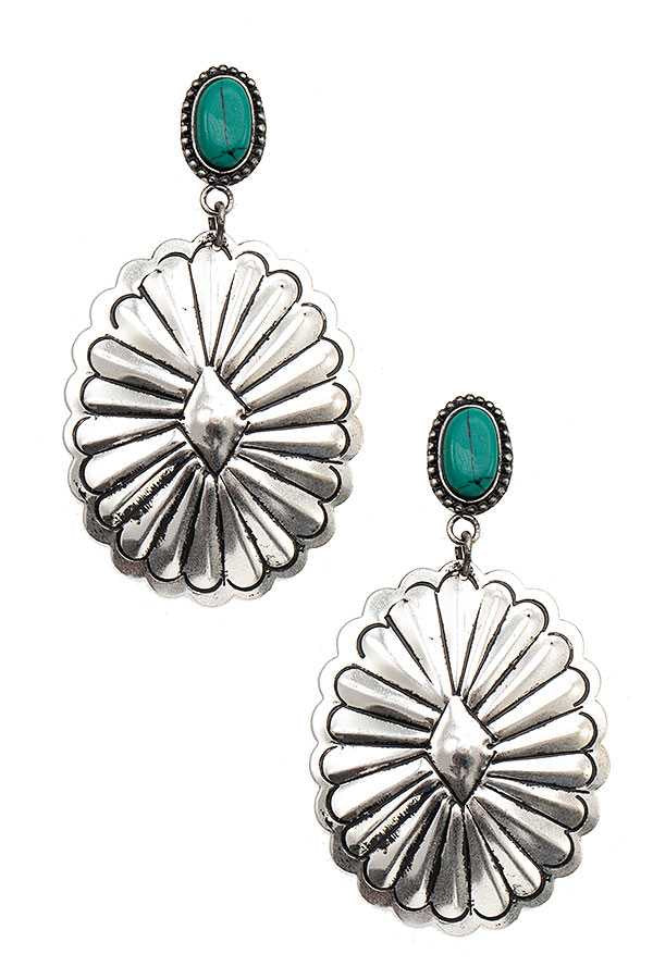Silver & Turquoise Concho Stud Earring
